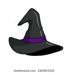 Witch hat black purple Vector PNG illustration