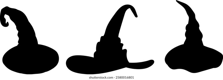 witch hat black silhouette on white background vector