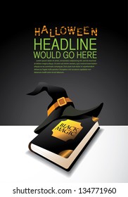 Witch Hat and book template. EPS 8 vector, grouped for easy editing. No open shapes or paths.
