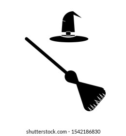 Witch Hat and Broom Sign