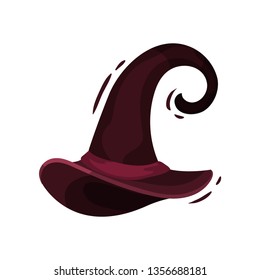 Witch hat burgundy color on white background.