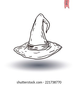 Witch Hat cartoon icon. vector illustration