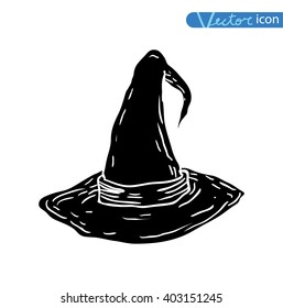 Witch Hat cartoon icon. vector illustration silhouette black