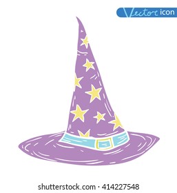 Witch Hat cartoon icon. vector illustration silhouette black