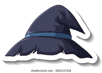 Witch hat cartoon sticker on white background  illustration