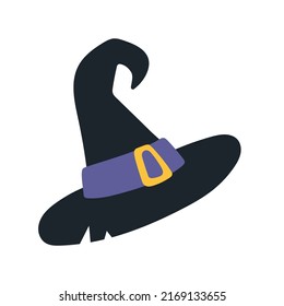 Witch hat, cartoon style. Helloween and magic concept. Trendy modern vector illustration isolated on white background, hand drawn, flat design.
