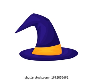 Witch hat in cartoon style. Vector illusion. Isolated on white background
