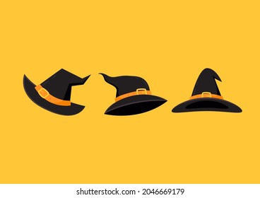 Witch hat cartoon vector. Witch hat on yellow background.