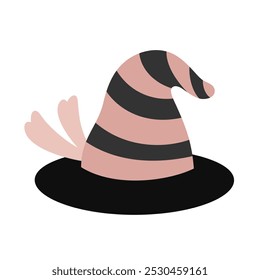 Witch hat clipart. Spooky Halloween festive element. Vector illustration in flat style	
