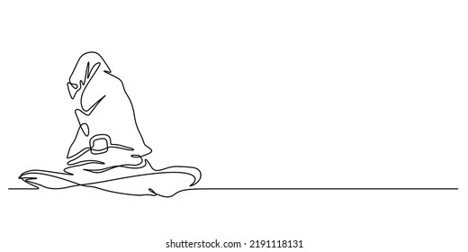 witch hat in continuous line drawing style wallpaper illustration