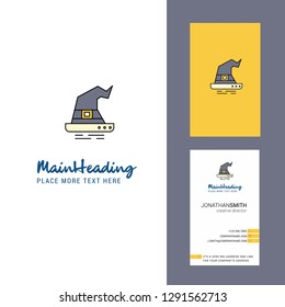 Witch hat Creative Logo and business card. vertical Design Vector