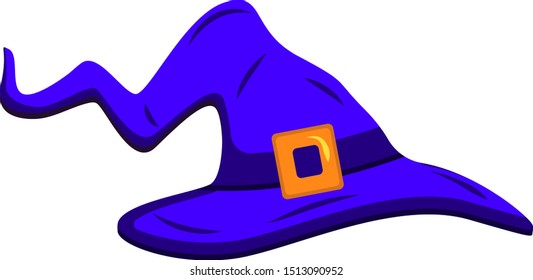 Witch hat is curved, vector flat isolated illustration. Happy Halloween. Costume concept