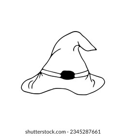 Witch hat in doodle style on an isolated white background.