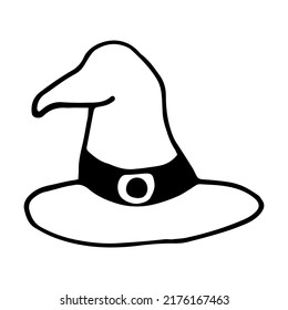Witch hat doodle style vector graphic isolated on white background