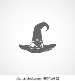 Witch Hat With Eyes Halloween Concept Flat Icon On White Background