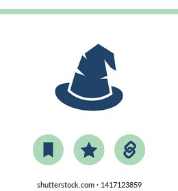 Witch hat flat design illustration. Simple vector icon.