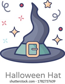 Witch hat, flat design vector 