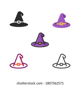 witch hat flat halloween icon pack