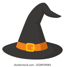 Diseño de icono plano de sombrero de bruja aislado sobre fondo blanco.