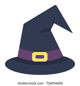 Witch hat flat icon, halloween and scary, wizard hat sign vector graphics, a colorful solid pattern on a white background, eps 10.