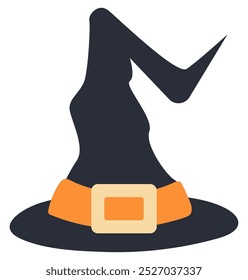 Witch hat flat icon isolated on white background.