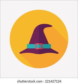 Witch Hat Flat Icon With Long Shadow,eps10