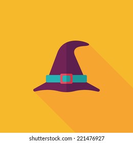 Witch Hat Flat Icon With Long Shadow,eps10