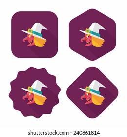 witch hat flat icon with long shadow, eps10