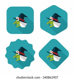 witch hat flat icon with long shadow, eps10