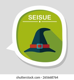 witch hat flat icon with long shadow,eps10