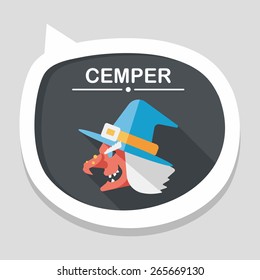 witch hat flat icon with long shadow,eps10