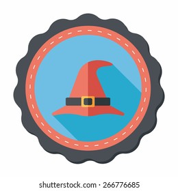 witch hat flat icon with long shadow,eps10