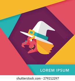 witch hat flat icon with long shadow,eps10