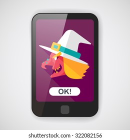 witch hat flat icon with long shadow,eps10