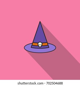 witch hat flat icon with long shadow