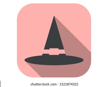 Witch hat flat icon with shadow. Wizard cap. Halloween, October 31st. Vector illustration