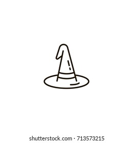Witch hat flat icon. Single high quality symbol of line halloween vector for web design or mobile app. Color sign of party for design logo. Single pictogram on white background