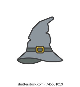 Witch hat flat line colored icon.