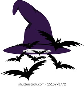 witch hat with flying bats