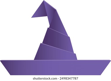 Witch hat folded paper icon. Spooky origami isolated on white background