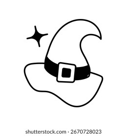 Hexenhut-Symbol mit weißem Hintergrund, Vektorgrafik