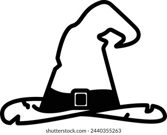 Witch Hat glyph and line vector illustration