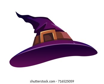 Witch hat with a gold buckle. Isolated.