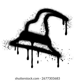 witch hat in graffiti style with black spray paint. vector illustration
