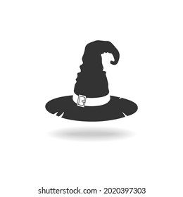 Witch hat graphic icon. Black hat sign isolated on white background. Vector illustration