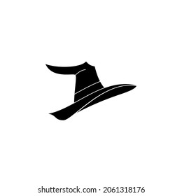 Witch hat graphic icon. Black hat sign isolated on white background. Vector illustration