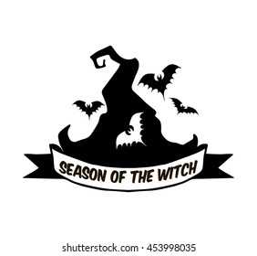 Witch Hat for Halloween and bats. Vector
