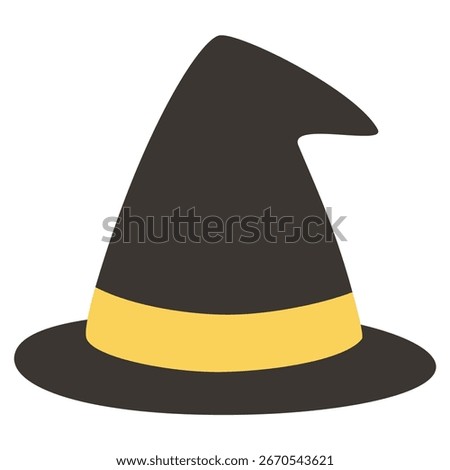 Witch hat Halloween black pointed costume accessory isolated flat Vector Illustration