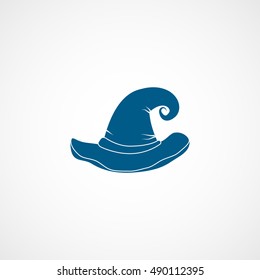 Witch Hat Halloween Concept Blue Flat Icon On White Background