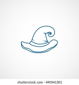 Witch Hat Halloween Concept Blue Line Icon On White Background